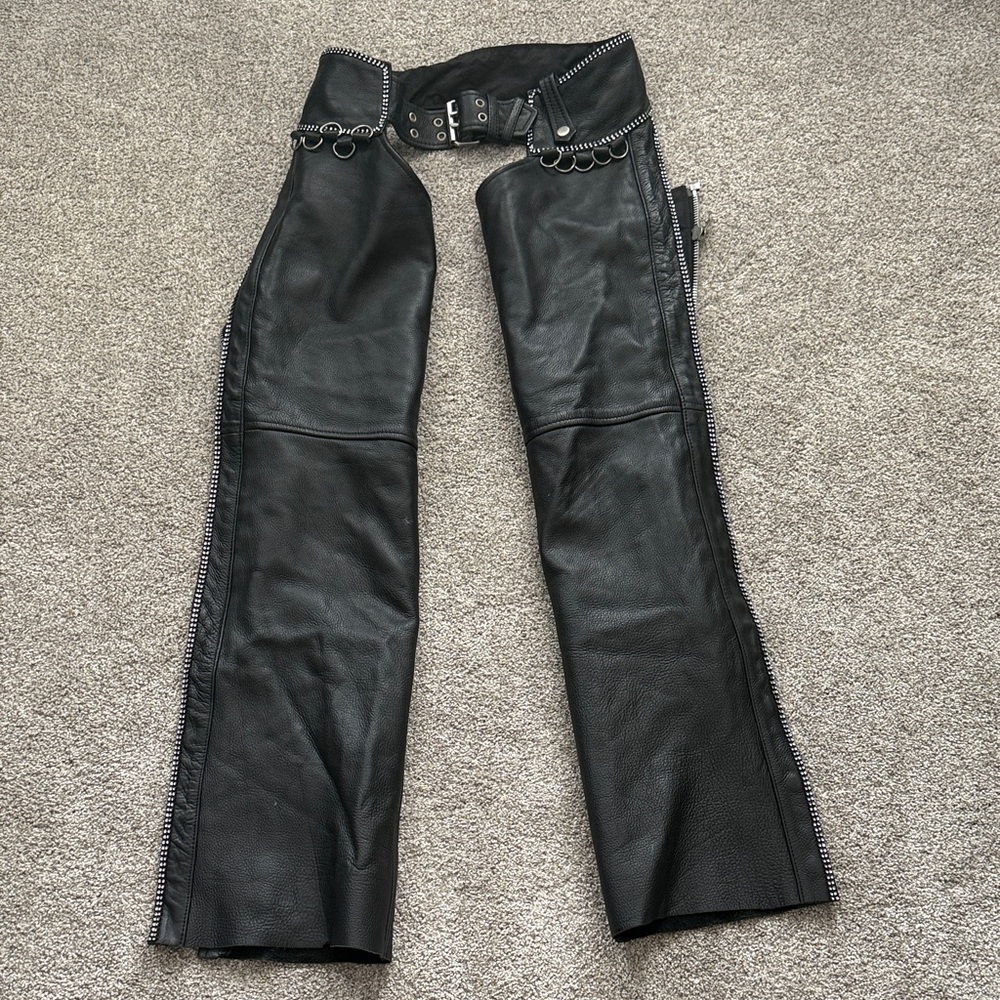 Riding Black Leather Chaps